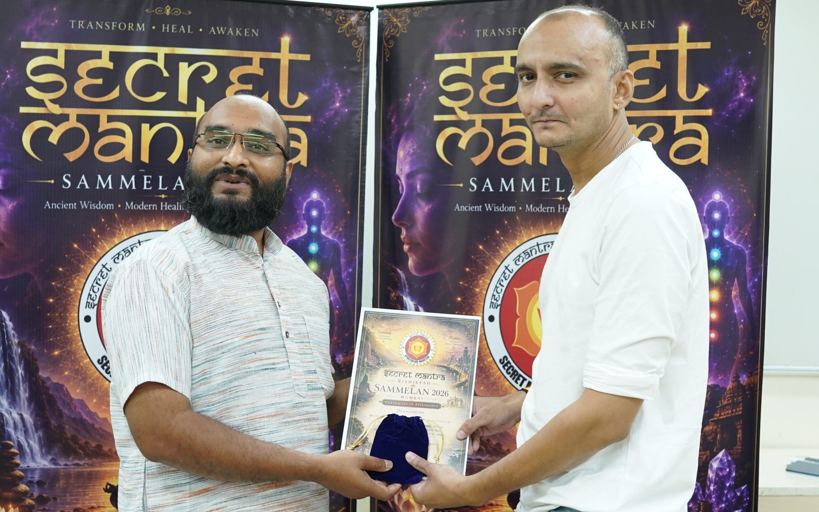 Award and certificate presentation at the Secret Mantra Sammelan conference